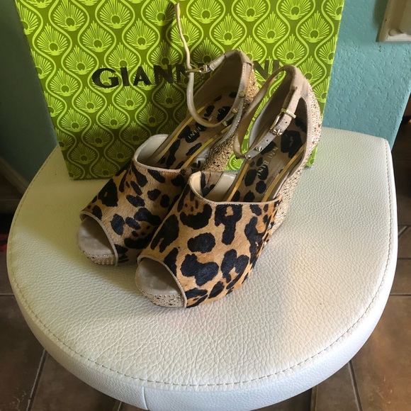 Gianni Bini Shoes - Cheetah print jeweled Gianni Bini wedge heels